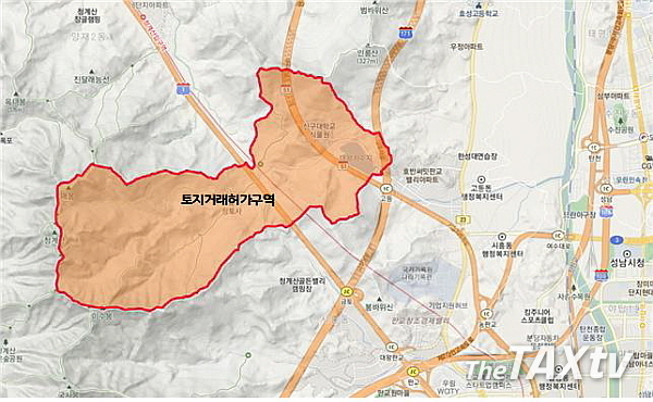 경기도는 지난 2월25일 도시계획위원회 심의를 열고 11일부터 2023년 3월 10일까지 1년간 성남시 수정구 상적동 일원 임야 5.58㎢를 토지거래허가구역으로 재지정한다. (조감도: 경기도)